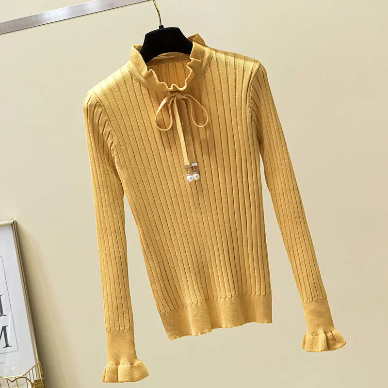 Женский свитер и пуловеры осенняя Женская эластичная водолазка с деревянными