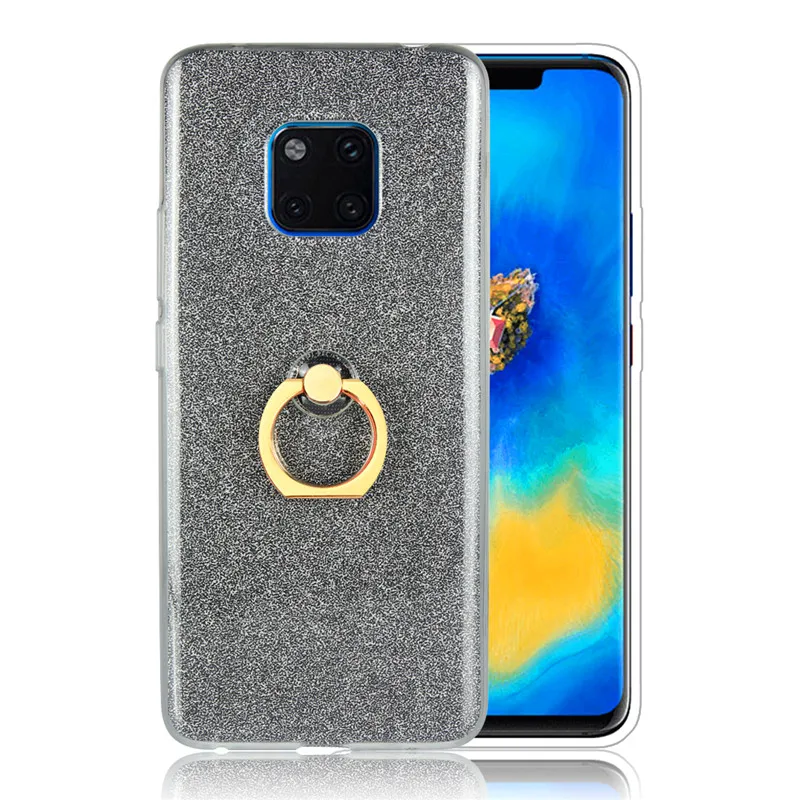 Модный Блестящий Мягкий силиконовый чехол для Huawei mate 20 pro lite с кольцом-подставкой