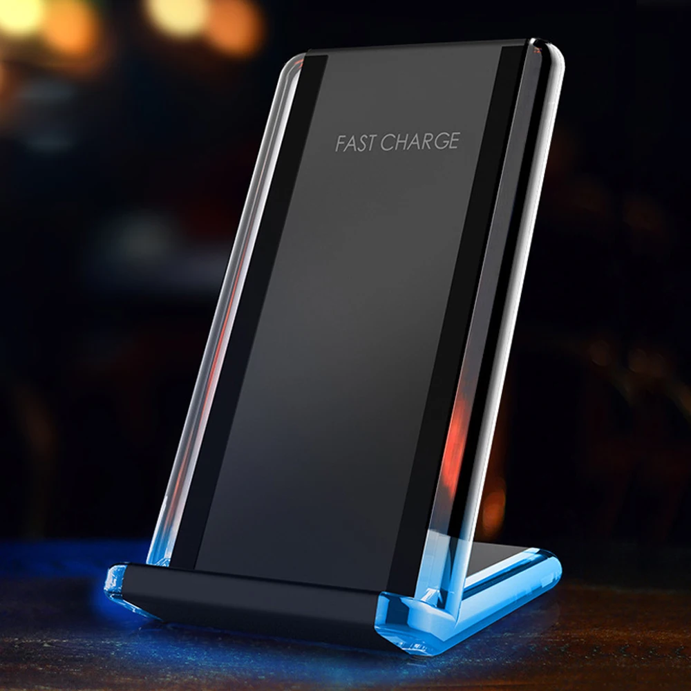 Светодиодная быстрая Беспроводная зарядная подставка QI док станция для IPhone X XR XS
