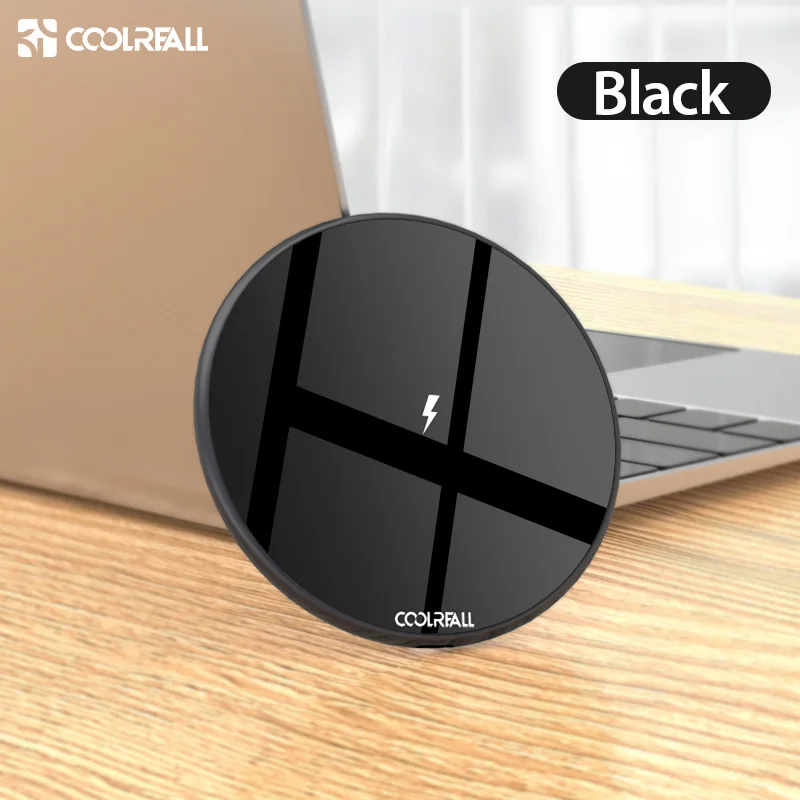 Black Coolreall 15 Вт Qi Беспроводное зарядное устройство для samsung S9 S10 iPhone X XS MAX XR 8 Plus для Xiaomi 9 huawei P30 pro 10 Вт Беспроводная зарядка - Тип штекера: Black