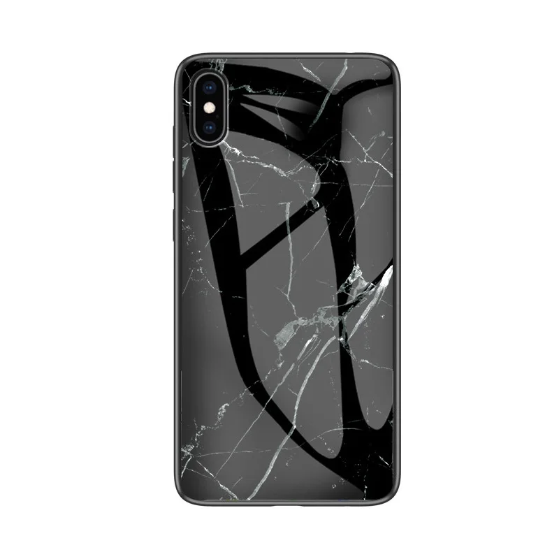 Silver-Black FLOVEME чехол из мраморного стекла для iPhone X XR XS MAX чехол для телефона для iPhone 7 8 6 6s Plus чехол s Закаленное стекло Coque Capa - Цвет: Silver-Black