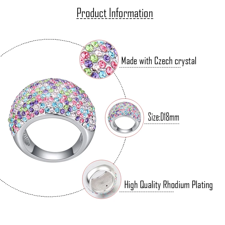Malanda Новые круговой кристаллами от Swarovski великолепные Кольца для Для женщин Мода Серебро Золото Цвет Роскошные свадебные ювелирные изделия кольца подарок