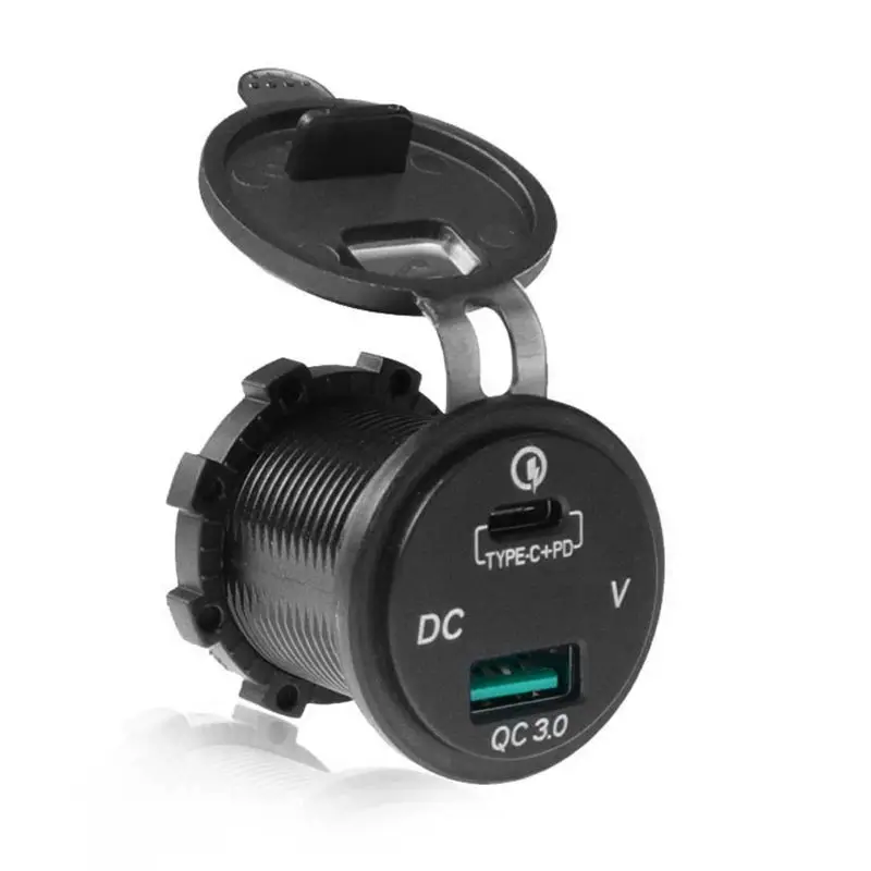 Водонепроницаемое автомобильное зарядное устройство 12 В 24 Тип C PD QC 3 0 USB
