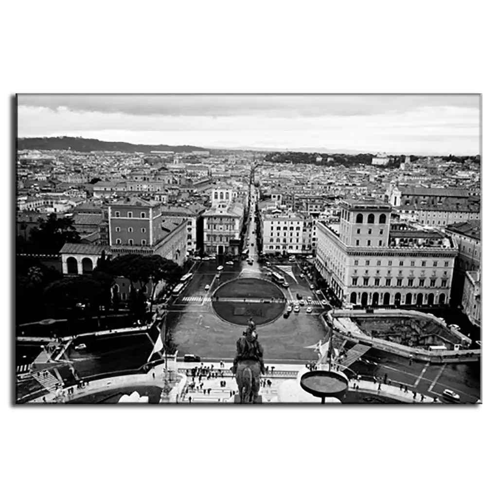 Винтажный постер черно белый Римский городской пейзаж холст Картина Современный