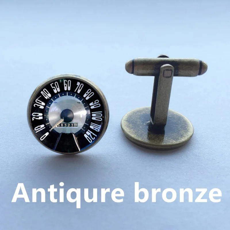 Стеклянные запонки 1 пара винтажные круглые со спидометром в стиле ретро|speedometer