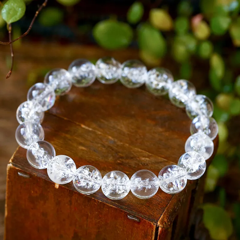 Natural White Crystal Stone Beaded Bracelets Women Men 6-14 mm Charm Brcelet DIY Accessories Gift Droship | Украшения и