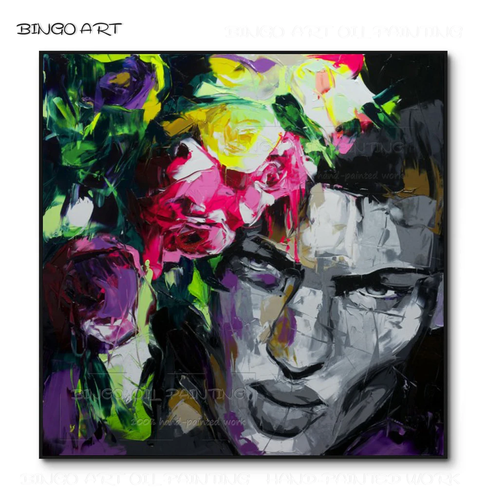 

Artist Hand-painted High Quality Abstract Figure Man with Flowers Oil Painting on Canvas Multiple Colors Man Figure Oil Painting