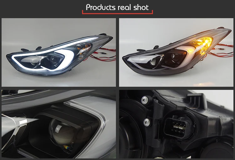 AKD тюнинг Автомобильные фары для hyundai Elantra 2012- светодиодные фары DRL ходовые огни Биксеноновые Противотуманные фары ангельские глаза