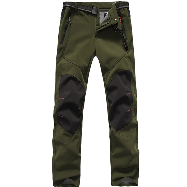 Army green Мужские зимние брюки, водонепроницаемые лыжные брюки, Толстые Теплые Мягкие штаны, уличные, для кемпинга, катания на лыжах, сноуборде, спорта, ветрозащитные брюки - Цвет: Army green