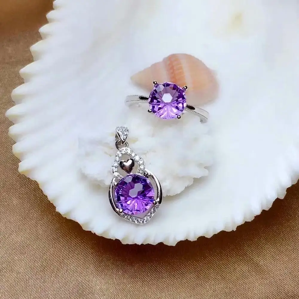 

shilovem 925 sterling silver Piezoelectricity amethyst Rings pendants fine Jewelry send necklace new wedding plant mtz080819agz