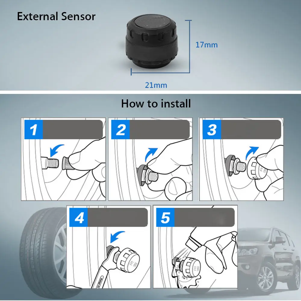 Bluetooth V4.0 автомобиля Беспроводной TPMS шин Давление Мониторы Системы внешний Сенсор