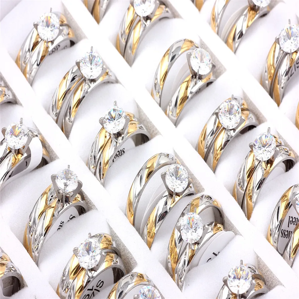 Оптовая продажа В партии 10 комплектов CZ камень из нержавеющей стали для мужчин и