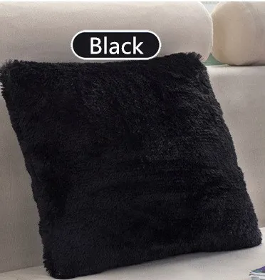 Black 40x40 см/15,75x15,75 дюйма, однотонный чехол для подушки, длинная плюшевая декоративная наволочка для подушки, наволочка для дивана, наволочка для подушки, домашний декор - Цвет: Black