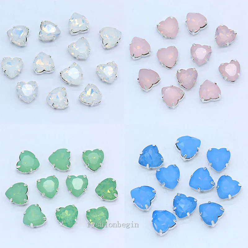 Стеклянные стразы с белым/зеленым/синим/розовым опалом 24p 8 мм 10 мм|heart shaped crystal|crystal