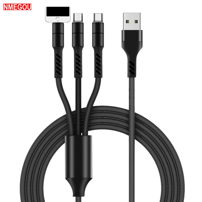 3 в 1 мульти зарядный кабель для IPhone X XR XS Max 8 7 6 6S 5 Plus huawei P20 P30 Pro mate 20 Lite Micro Usb type C Шнур