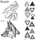 Маленький геометрический волк временные татуировки наклейки женский боди-арт уха поддельные татуировки Треугольник Мужская рука черная водостойкая Татуировка тотем лиса