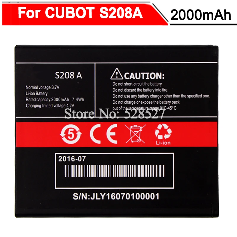 10 шт./лот для CUBOT S208A аккумулятор 2000 мАч Высококачественная батарея Аккумулятор AKKU