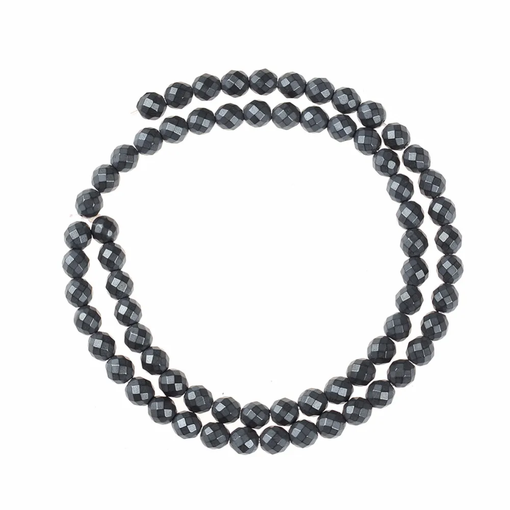 Бусины из натурального камня матовые граненые круглые черные гематитовые 2/3/4/6/8/10
