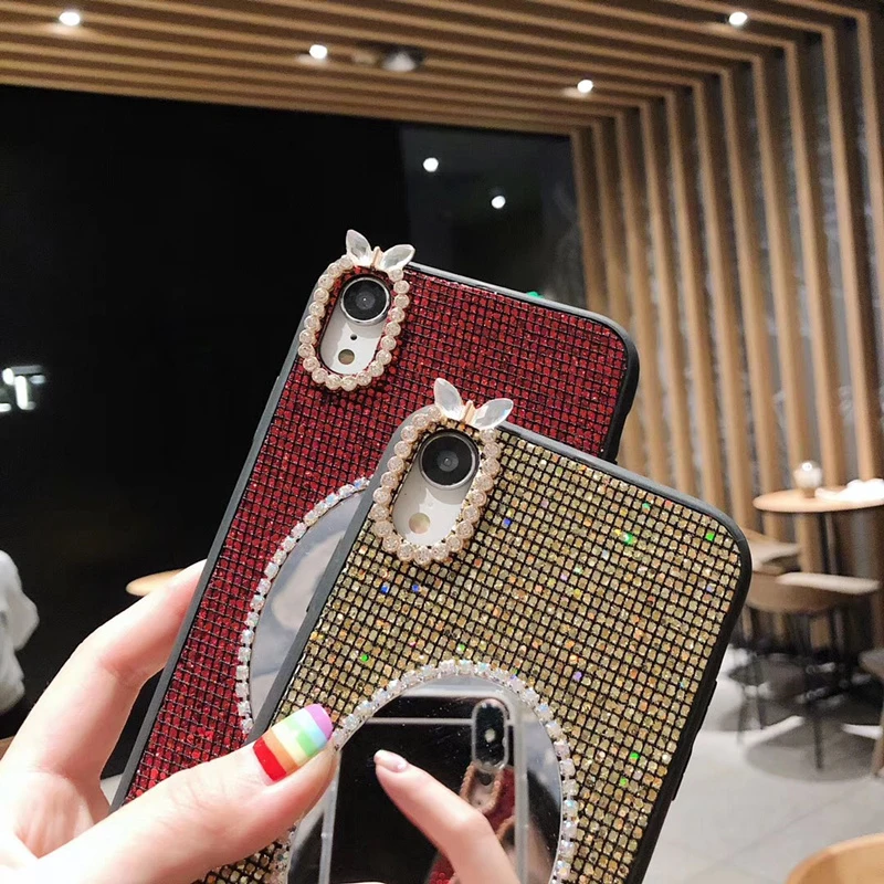 Чехол Ainike с блестящим алмазным кольцом для OPPO R9 R11Plus R15 17Pro A83 A79 A5 K1 зеркалом