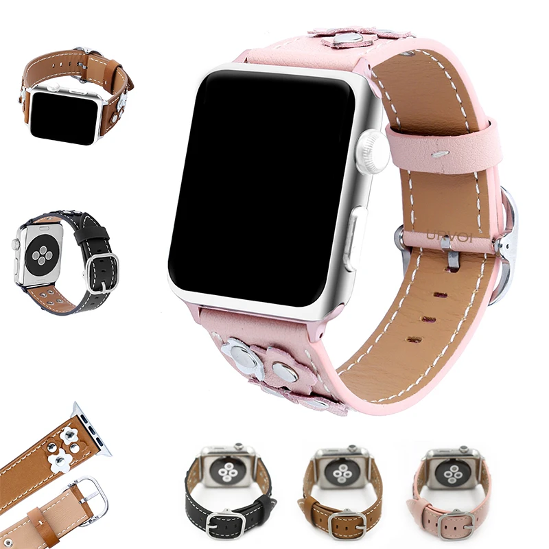 Urvoi классический букле ремешок для Apple Watch Series 1 2 3 мягкая натуральная кожа iwatch с