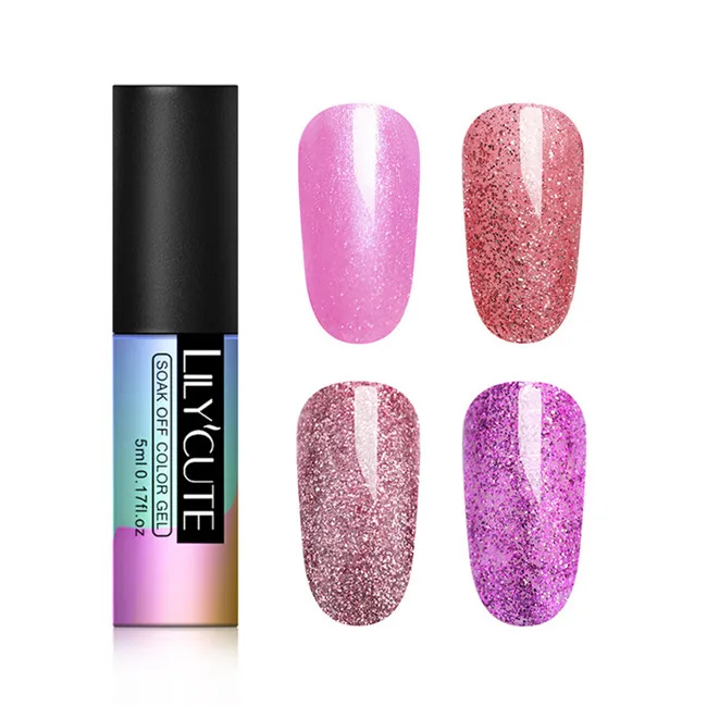 4PCS Set LILYCUTE Блестящий УФ-Гель-лак Полупостоянный Гибридный Гель-лак набор для маникюра ногтей замочить верхнее покрытие белые гель-лаки - Цвет: 4PCS Set