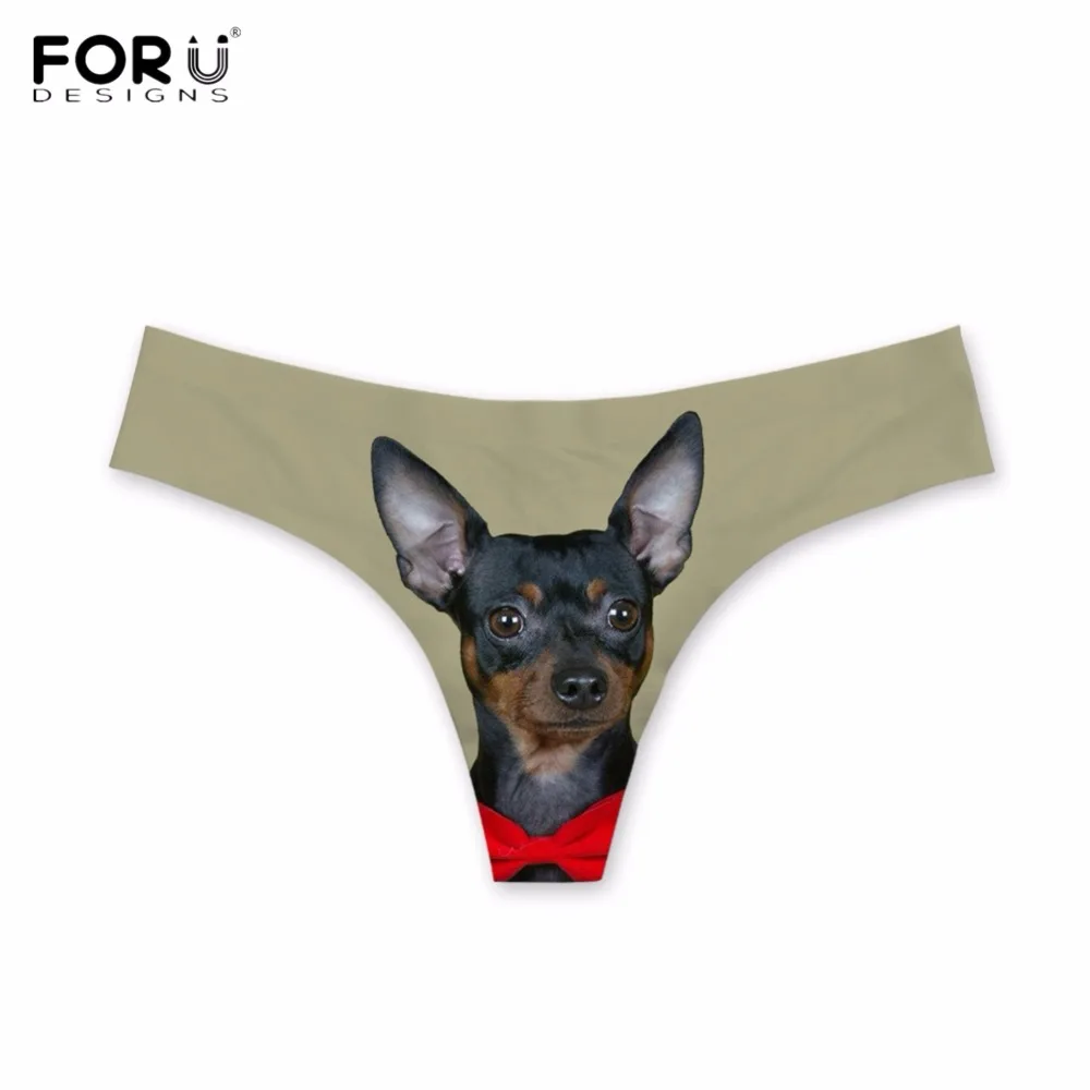 FORUDESIGNS/Забавные 3D собачки Pinscher Miniatura женские сексуальные стринги с принтом летние