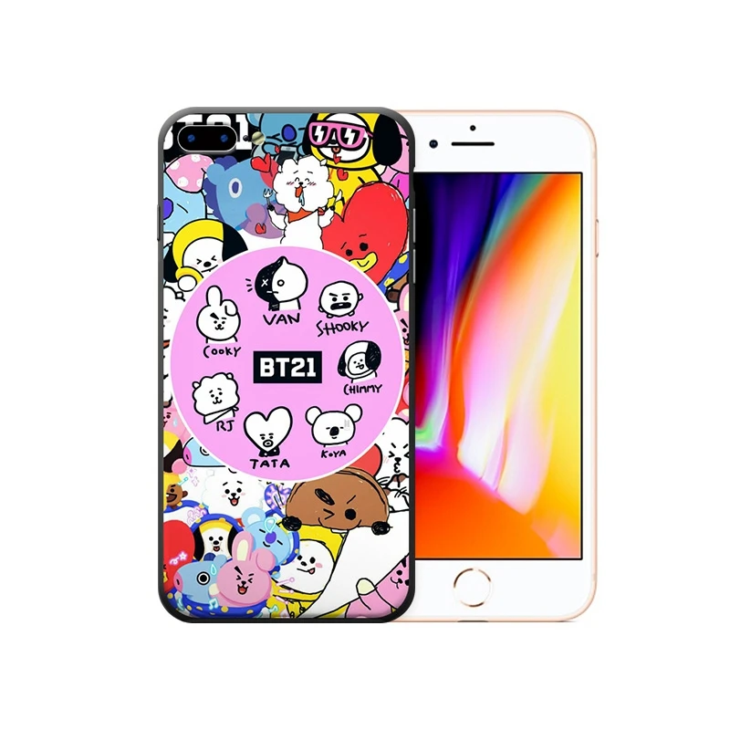 Bangtan Boys BTS BT21 Kawaii Phone Case Soft Frame Hard Back Cover For iPhone X 8 8Plus 7 7Plus 6 6S Plus |