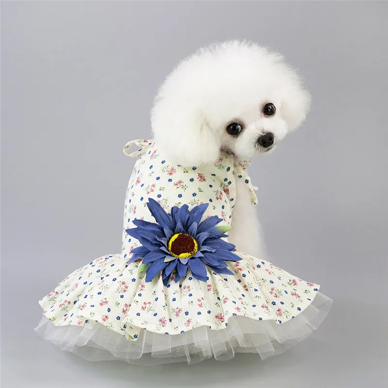 Flower Dog Wedding Party Princess Dress Tutu Skirt Summer Girl Puppy Hoodie Shirt Vest Costume Clothes For Chihuahua Yorkie | Дом и сад