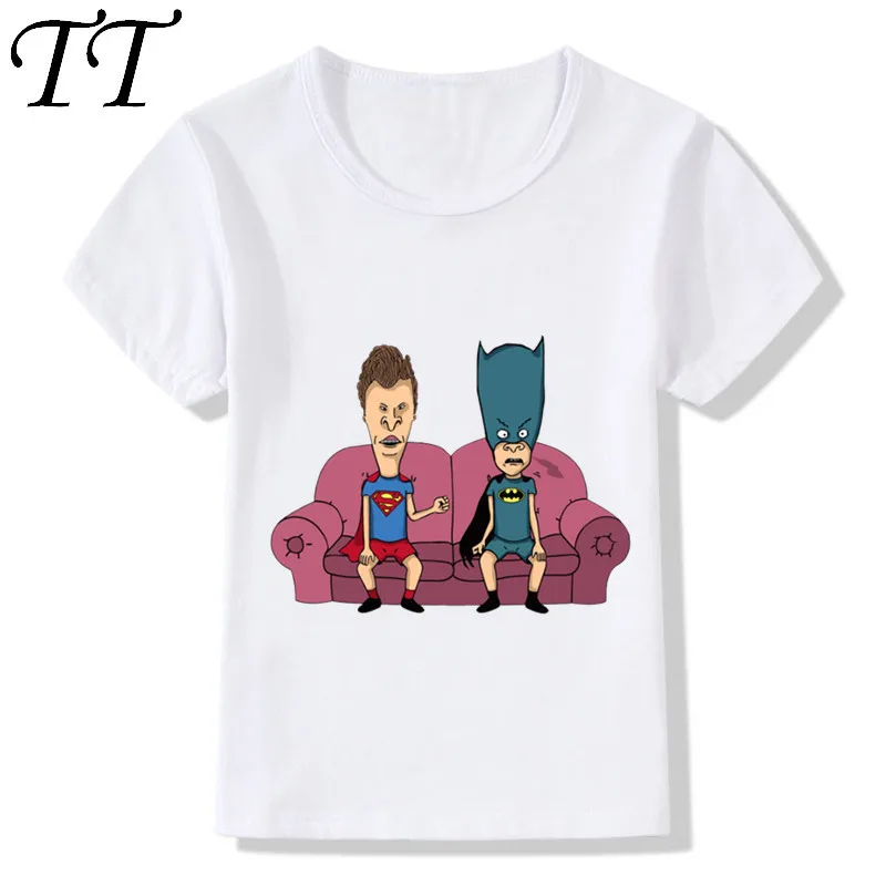 Дети Лето мультфильм БИВИС и баттхед Косплэй супер герой Дизайн смешные футболки