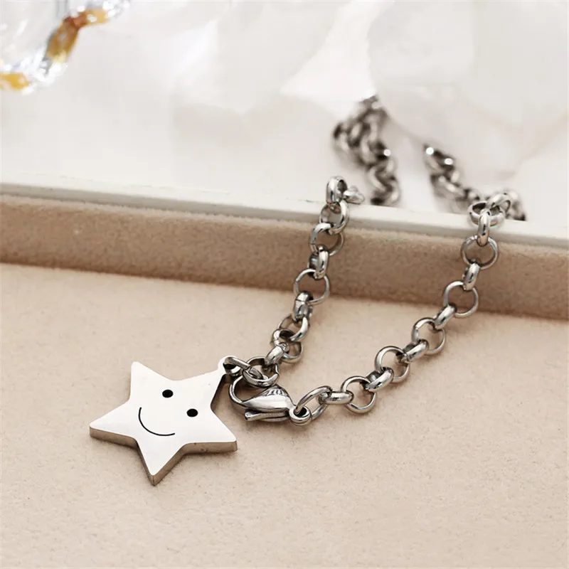 

Vintage enkelbandje Stainless Steel Smiley Face Stars Anklet For Bohemian Women Leg Ankle Bracelet cheville Boho Foot Jewelry