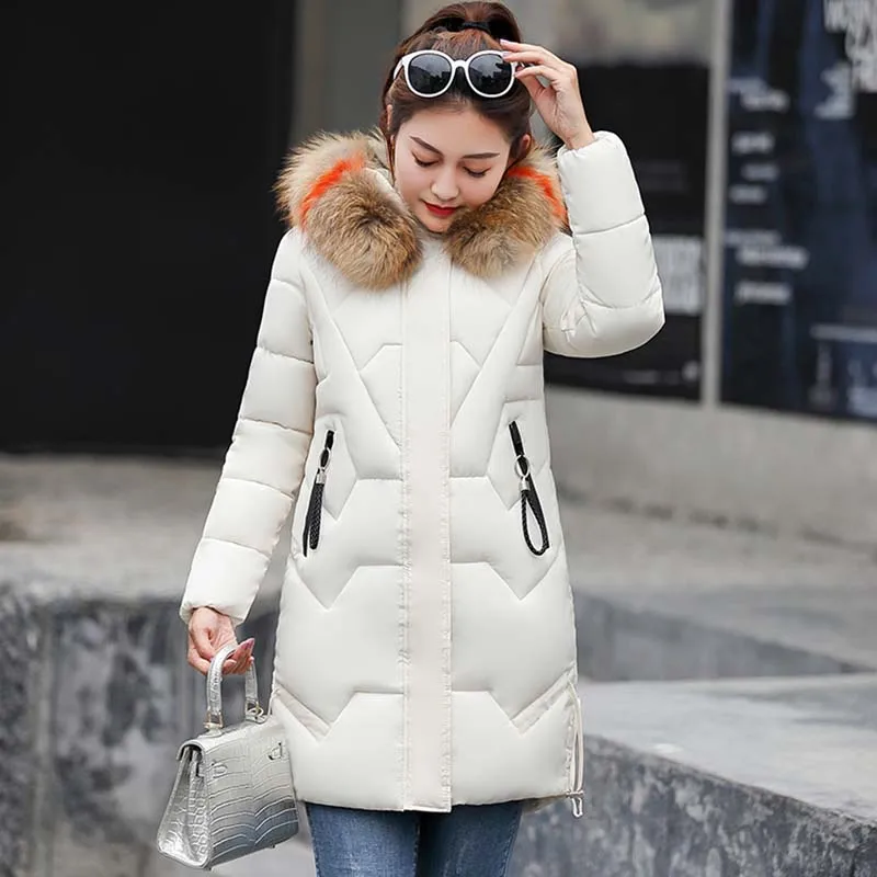 Зимняя верхняя одежда Модное теплое женское пуховое хлопковое пальто с