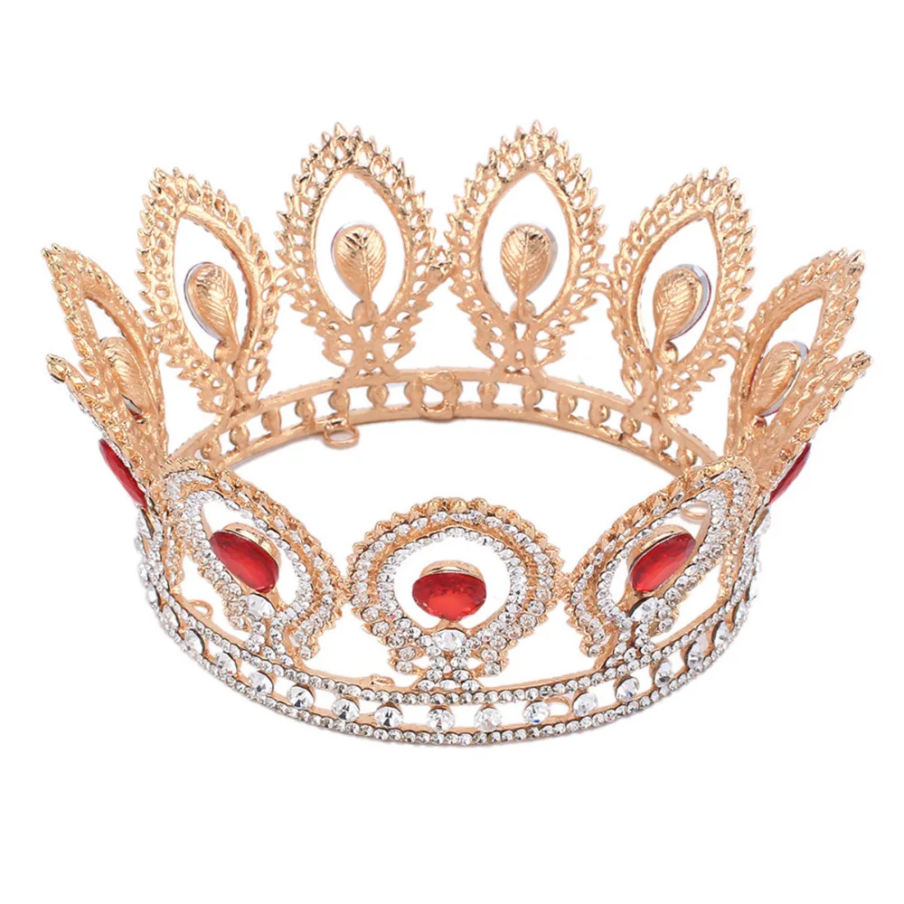 Тиара принцессы в стиле барокко с красным кристаллом свадебная тиара корона для
