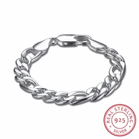 lekani mens fine jewelry 925 sterling silver 10mm figaro chains 20 5cm bracelet bangle male pulseiras de plata free shipping
