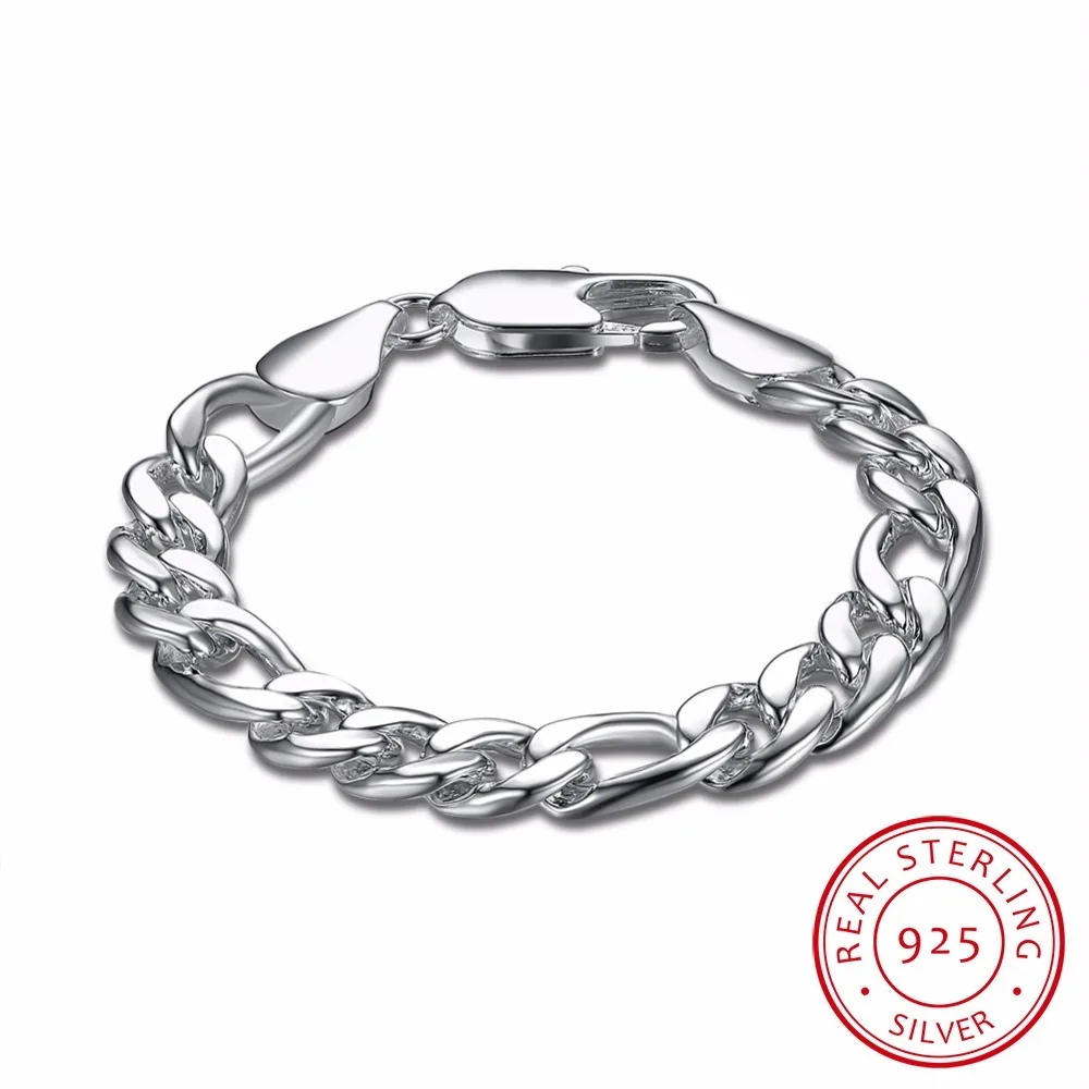 Lekani Men's Изящные ювелирные изделия цепочки из Фигаро 10 мм 20 5 см браслет мужской