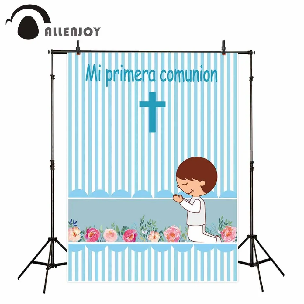 Allenjoy фоны для первого причастия фотосъемки в полоску с изображением крестиков