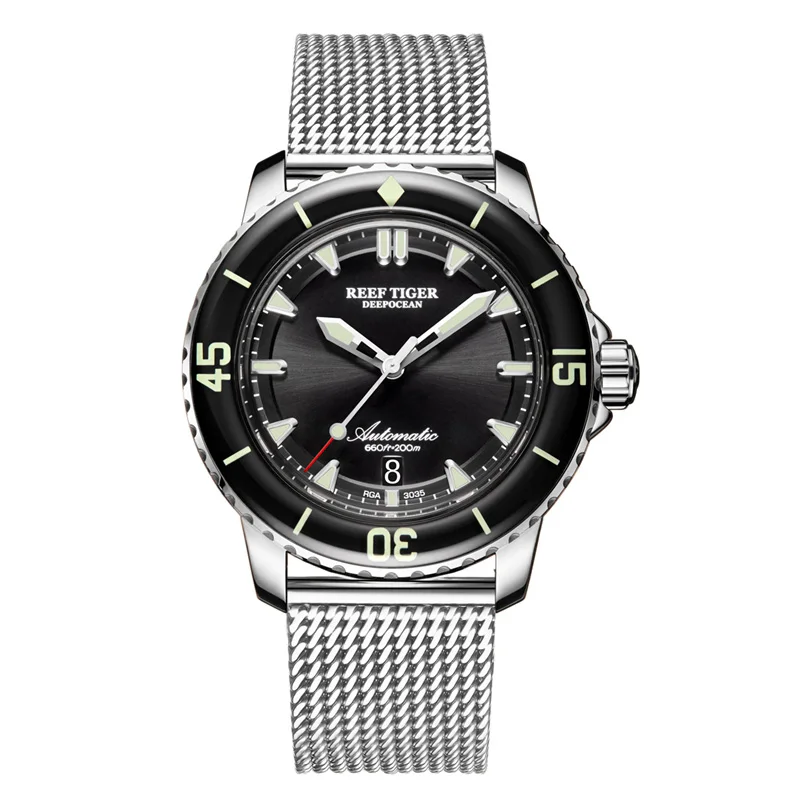 Reef Tiger/RT мужские дизайнерские часы Diver Роскошные автоматические часы из розового золота сапфировые хрустальные светящиеся керамические спортивные часы RGA3035 - Цвет: RGA3035-YBY