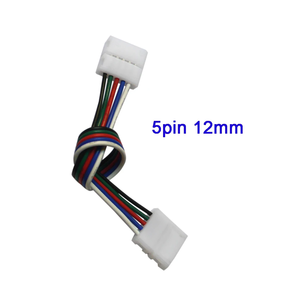 5pin 12mm 5-100 шт. 2pin 3pin 4pin 5pin 6pin разъем двойной карабин кабель для 3528 WS2812 5050 RGB RGBW rgbww светодиодный полосы света - Цвет: 5pin 12mm