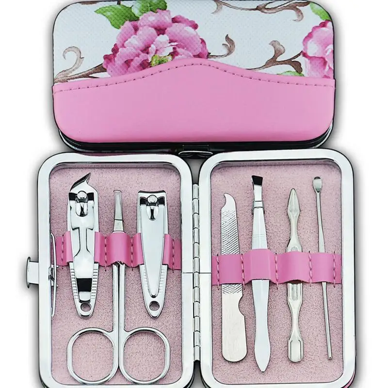 

Portable Stainless Steel Nail Art Manicure Set With Box Travel Mini Nail Cutter Maquiagem Nail Art Equipment 7 Pcs