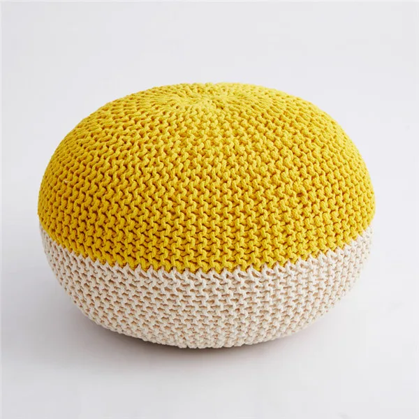Yellow Color Ручной работы и сшитые вручную современные трикотажные пуф Османская подножка табурет стул пол подушка сиденье табурет домашние декоративные сидения - Цвет: Yellow Color