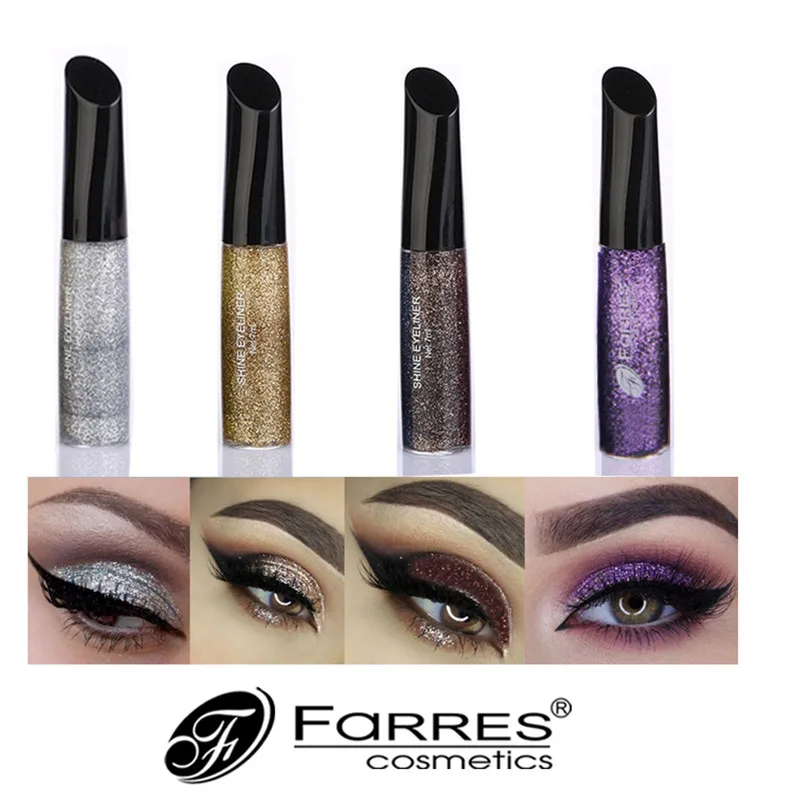 FaRRES Liquid Shimmer Eyes Liner Makeup Easy to Wear Pigment Gold Silver Waterproof |
