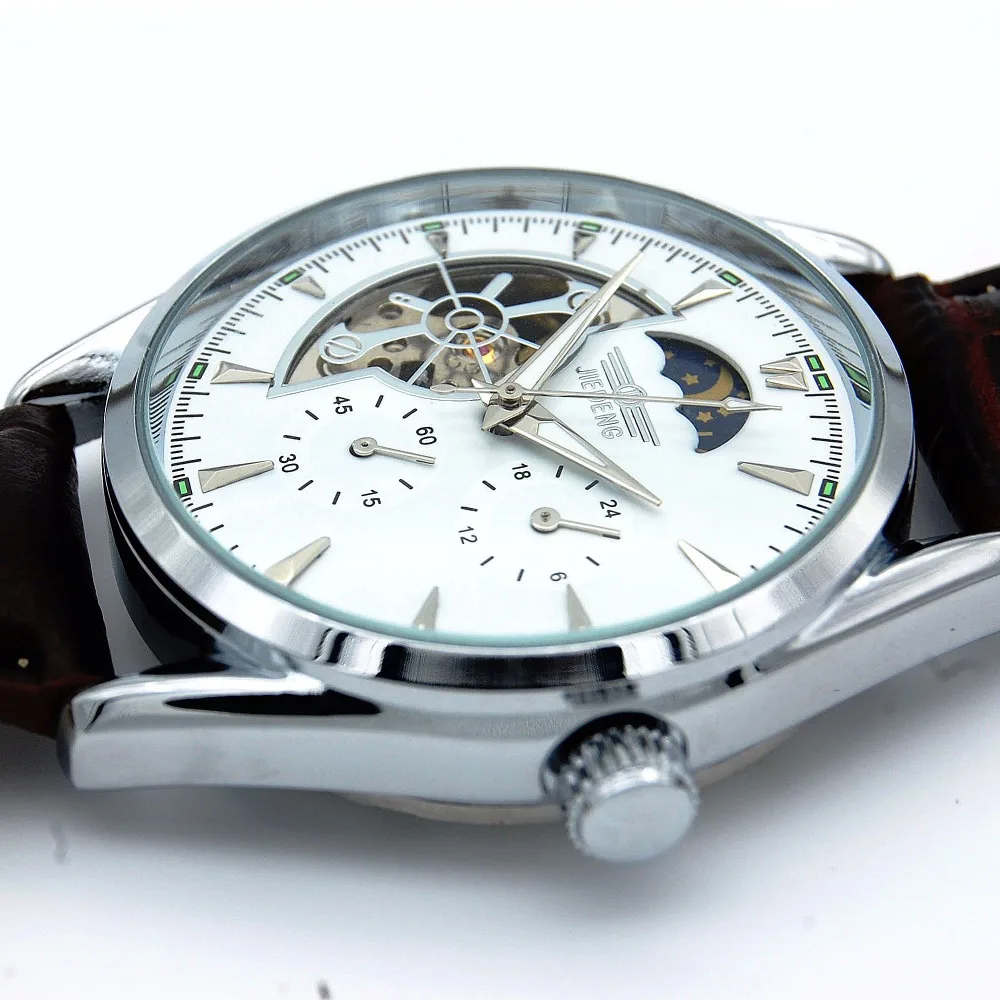 Бизнес Для мужчин S спортивные часы Tourbillon Moon Деловые Водонепроницаемый кожаный