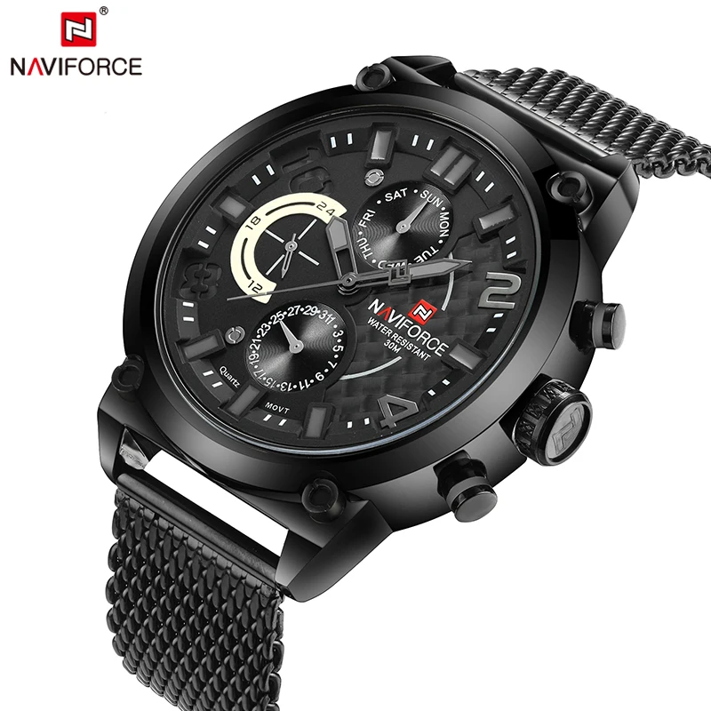 Naviforce оригинальный Элитный бренд Нержавеющая сталь кварцевые часы Для мужчин