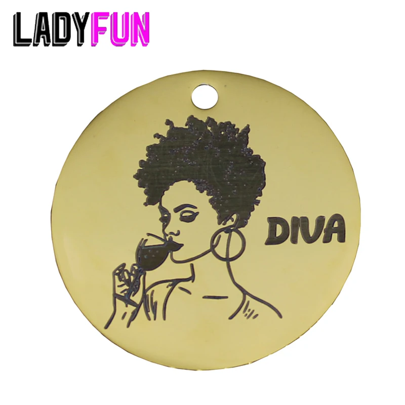 Ladyfun 2019 настраиваемая Подвеска для вина Diva очаровательные круглые диски 25 мм
