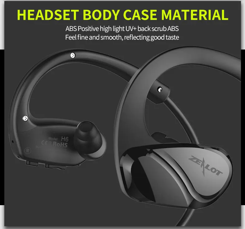Zealot H6 Беспроводные спортивные наушники с защитой от пота, Bluetooth гарнитура, бас стерео наушники с микрофоном