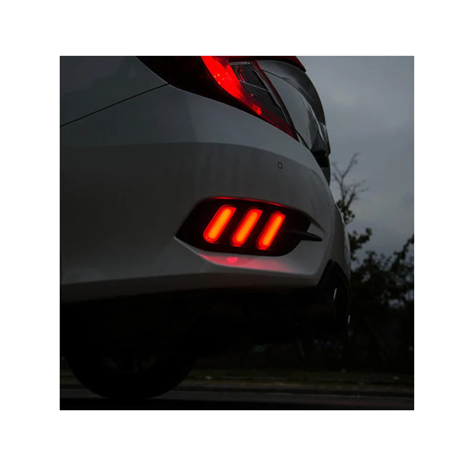 

2PCS Car Light LED For Honda Civic 2016 2017 2018 2019 Two Functions Tail Light Rear Fog Lamp Brake Light Rear Bumper Light