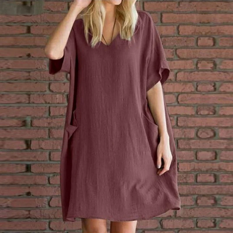 Пляжное платье летнее женское Повседневное с v-образным вырезом и рукавом