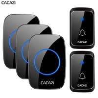 cacazi waterproof wireless doorbell 300m remote 2 battery button 3 receiver home door calling bell us eu au plug 58 chimes