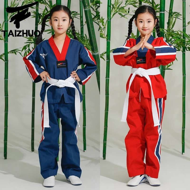 

Tae Kwon Do Children Taekwondo Uinform For Poomsae & Training,WTF Uniform,110-155cm White,balck,blue,red