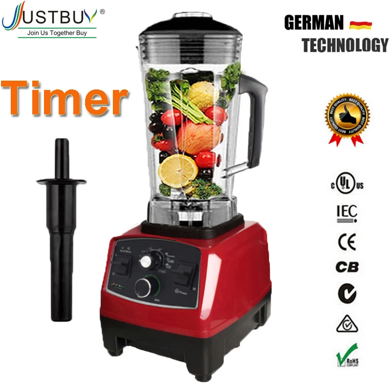 Таймер BPA бесплатно 3HP 2200 Вт Сверхмощный коммерческий блендер, миксер, соковыжималка, высокая мощность, Кухонный комбайн, ледяной смузи, бар, блендер для фруктов