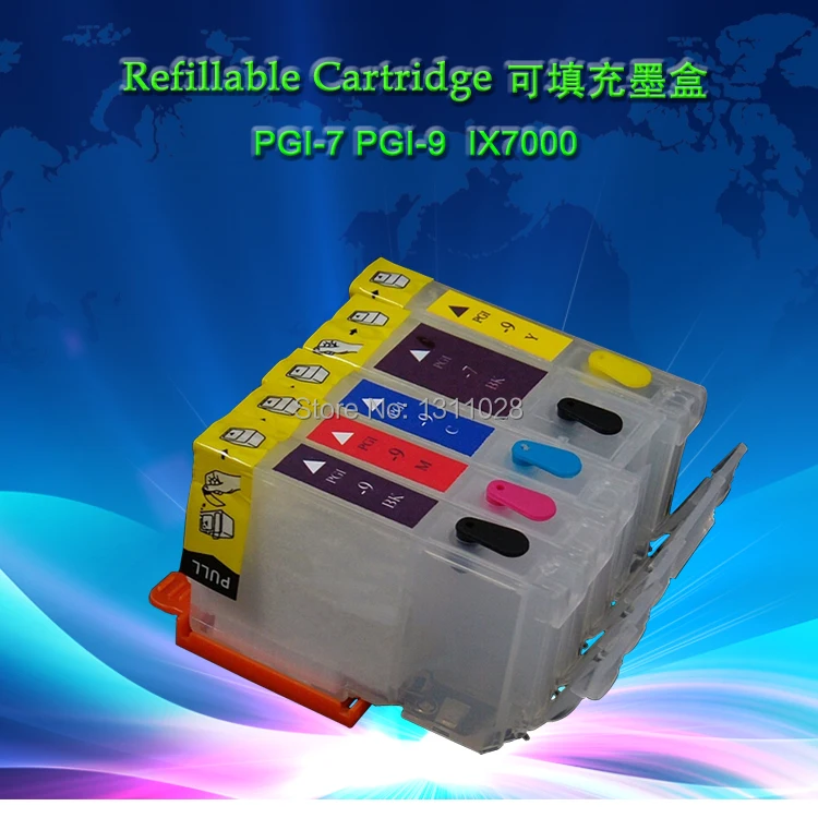 

INK WAY PGI-7 CLI-9 Chipped Refillable Cartridges for PGI-7BK CLI-9BK C M Y for IX7000, 1 SET, 5 PCS, Free shipping